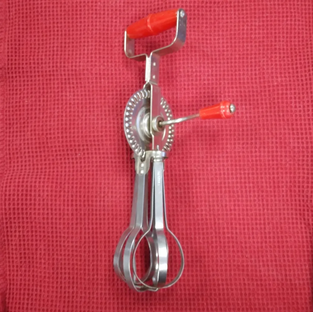 Vintage Blue Whirl Stainless Steel Hand Mixer
